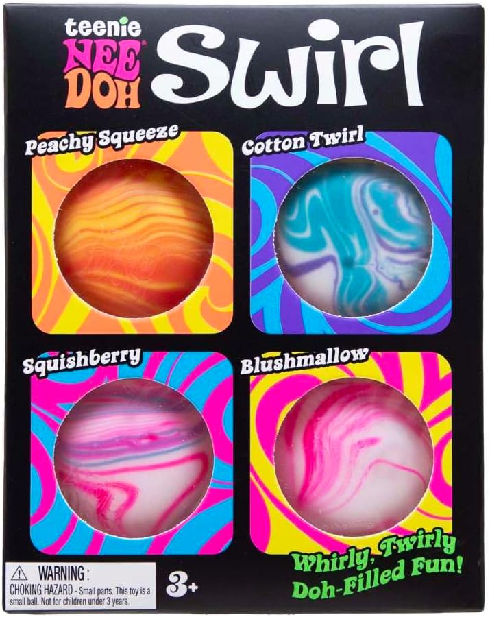 Schylling NeeDoh Teenie Swirl 4 Pack - Sensory Squeeze Toy - 1.5 in Diameter - Colors May Vary - Image 3