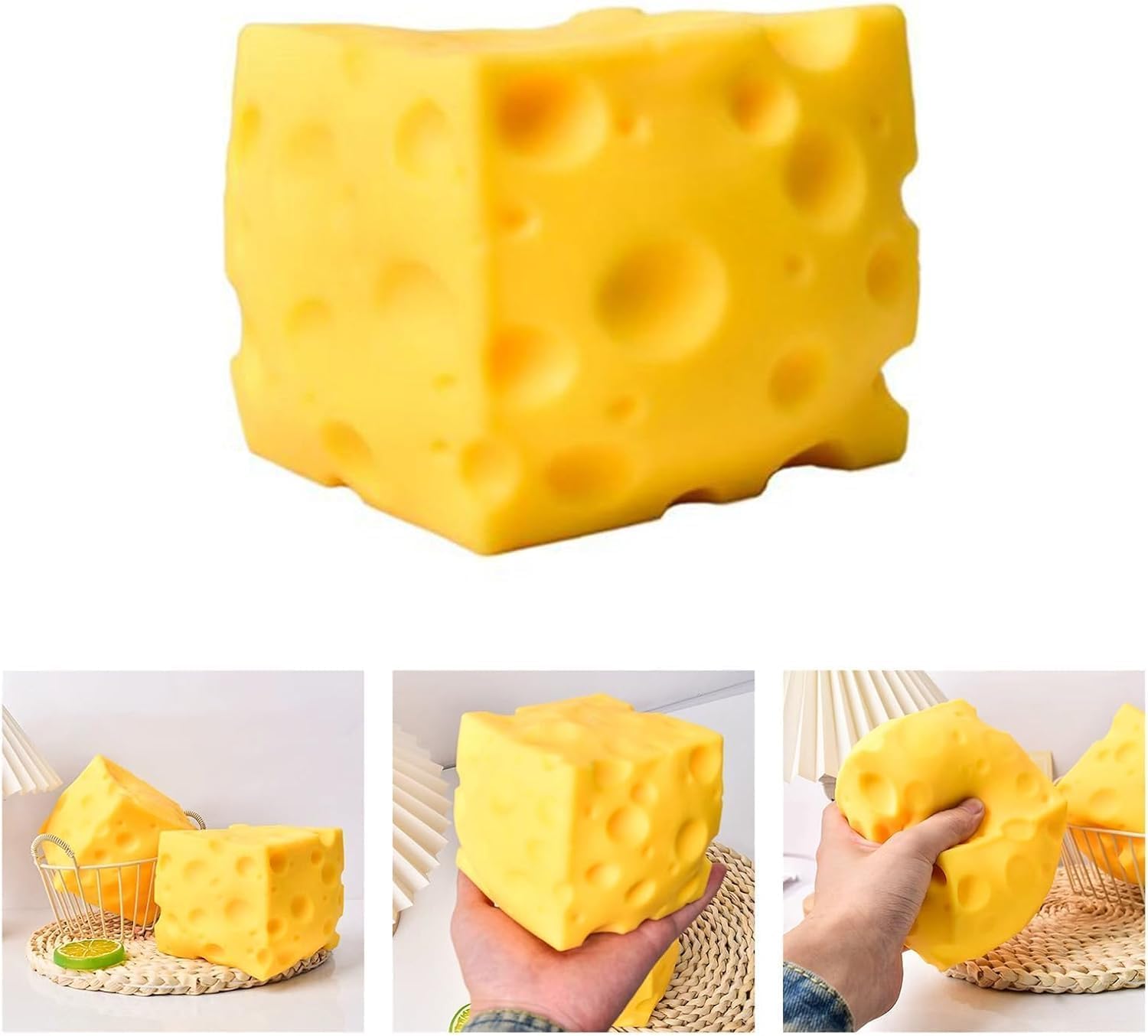 10cm Giant Cheese Squishy Toy.Slow-Rebound Shapeable Squeeze Ball. Realistic Sensory Fidget Toy.Sensory Fidget Toy for Stress Relief. Anxiety Relief Gift for Adults - Image 7