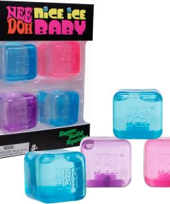 Schylling NeeDoh Nice Ice Baby 4 Pack - Sensory Squeeze Toy - 1.5 Cube - Colors May Vary