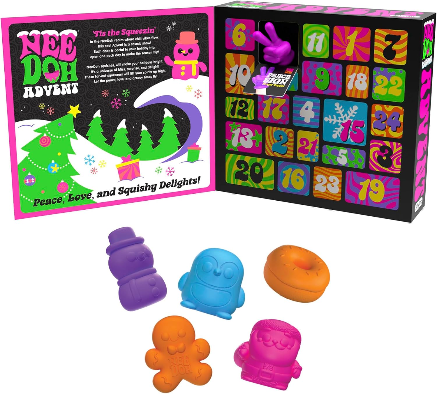 Schylling NeeDoh Squishmas Advent Calendar - 24 Mini Squeeze Toys - Christmas Countdown - Ages 3 to Adult - Image 2